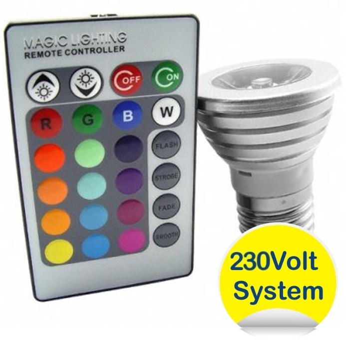 Ampoule LED télécommandée E27 - 230v / 3W